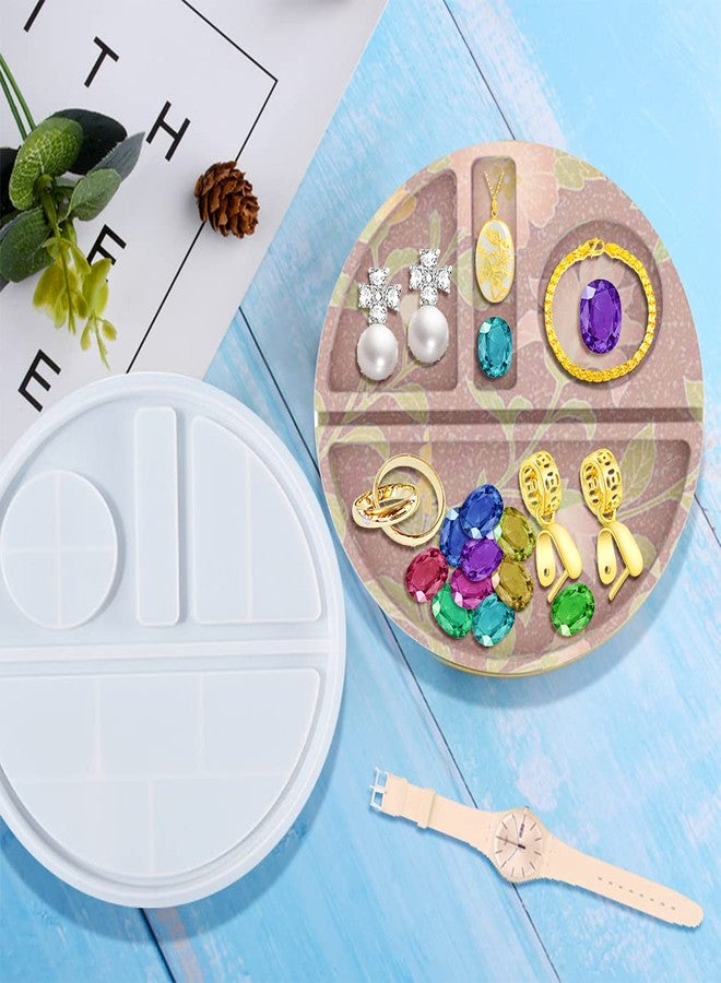iSuperb Rolling Tray Resin Mold Makeup Storage Cosmetic Epoxy Casting Mold Round Silicone Mold for DIY Jewelry Storage Tea Tray Serving Board Making - Image 5