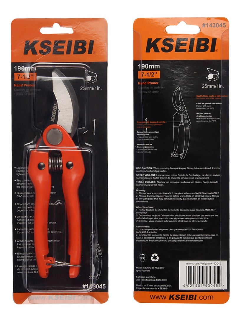 KSEIBI - General Garden Pruning Shears, 190MM, Plant Cutting Scissors with Sharp Precision-Ground Steel Blade, Sharp Gardening Hand Pruner for Garden Harvesting Fruits, Trimming Flowers and Plants. - Image 1