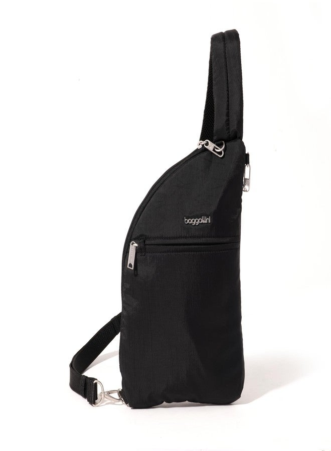 Baggallini Securtex Anti-theft Half Moon Sling Bag 8"x13" Crossbody Bags w/RFID, Cut-resistant Strap, Locking Zippers - Image 1