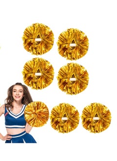6Pcs Cheerleading Pom Poms Matte Metallic Foil Cheer Pompoms with Baton Handle, Kids Adults Team Spirit Cheering Stuff for Sports Games Carnival