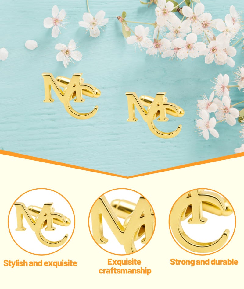 SonaBhu Cufflinks for Men,Formal Cufflinks,gold,Pair of Elegant Cufflinks - Image 3