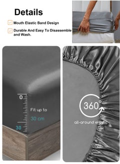 Arabest 4-Piece Breathable Bedding Set - Hypoallergenic Microfiber Bed Sheet & Fitted Sheet with Pillowcases | Solid Gray 230x250cm | Hotel-Grade Bed Linens for Home, Rental & Hospitality Use  - Image 2