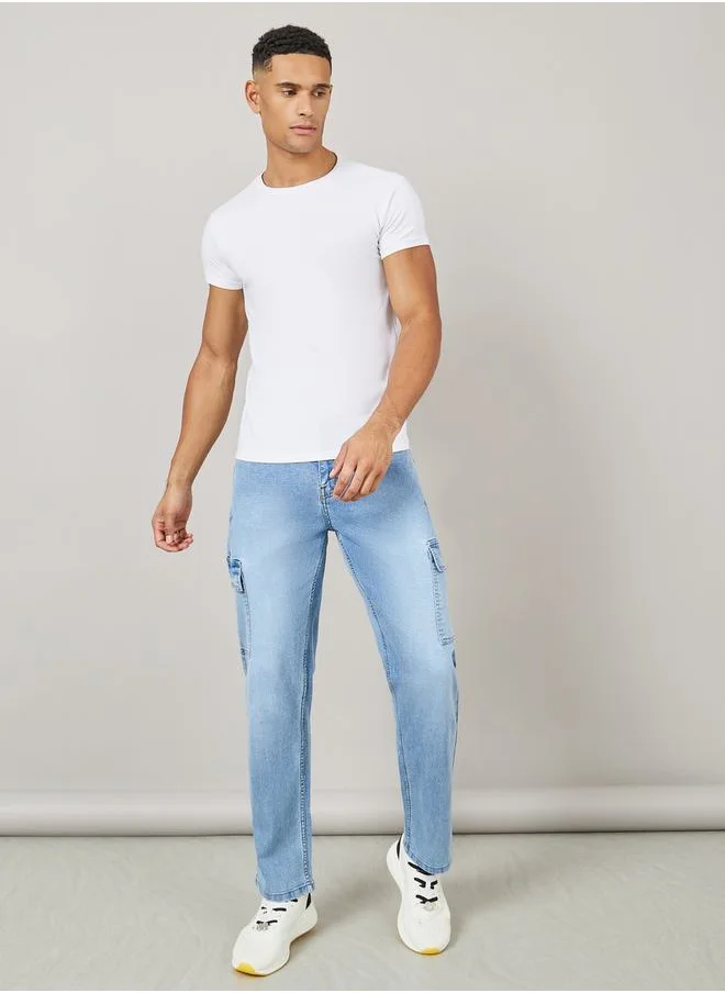 ستايلي Relaxed Fit Light Wash Cargo Jeans