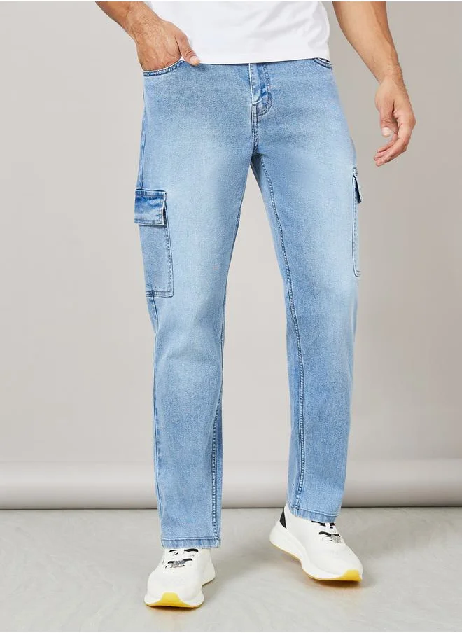 ستايلي Relaxed Fit Light Wash Cargo Jeans