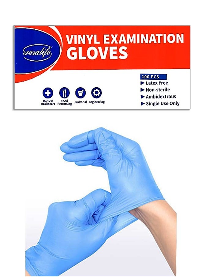 Gesalife Powder Free Disposable Vinyl Blue Gloves 100 Pieces  - Image 1