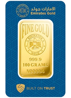 Emirates Gold Varnika Jewellery 100g Gold Bar Fine Gold 999.9 Purity  - Image 1