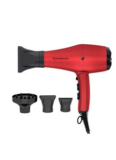 Rush Brush D3K Dryer Red 3000W AC Motor Pro Hair Dryer with Ionic & Cool Shot Technology, Includes Diffuser and Concentrator  - Image 1