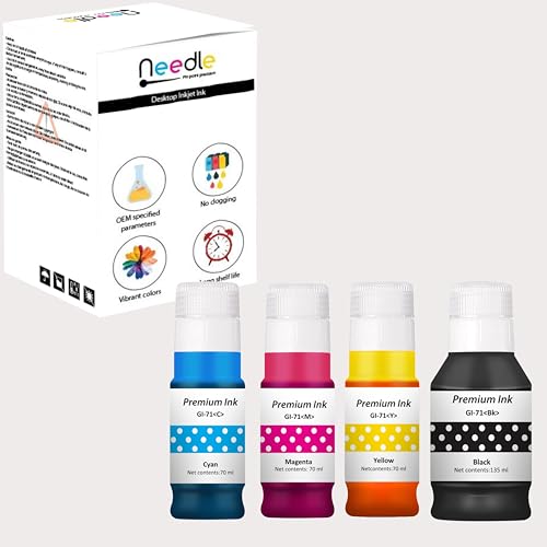 needle ; Pin point precision Needle GI71 Compatible Refill Ink | Made in India |for Canon Pixma G1020 G2020 G3020 G2060 G3060 G1737 G2770 G3770 G4770 G1730 G2730 G3730 Printers (CMY 70gms + K 135gms) - Image 2