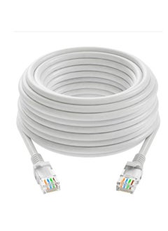 Generic 8-core Finished Network Cable Jumper Router Cat 6 Six Gigabit Network Cable RJ45 Computer High-speed Broadband Network Cable-Color:Gray White Standard Oxygen-free Copper-Line Length:25m  - Image 1