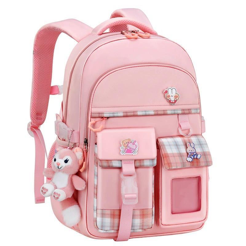 Backpack: Large Size Pink Premium Quality Material Durable Construction - Stylish Ergonomic Design Schoolbag for Teens Kids Youth - Image 2