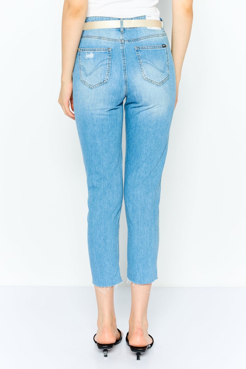 ONLY Women Boyfriend Fit Rip Non Stretchable Jeans, Blue - Image 2