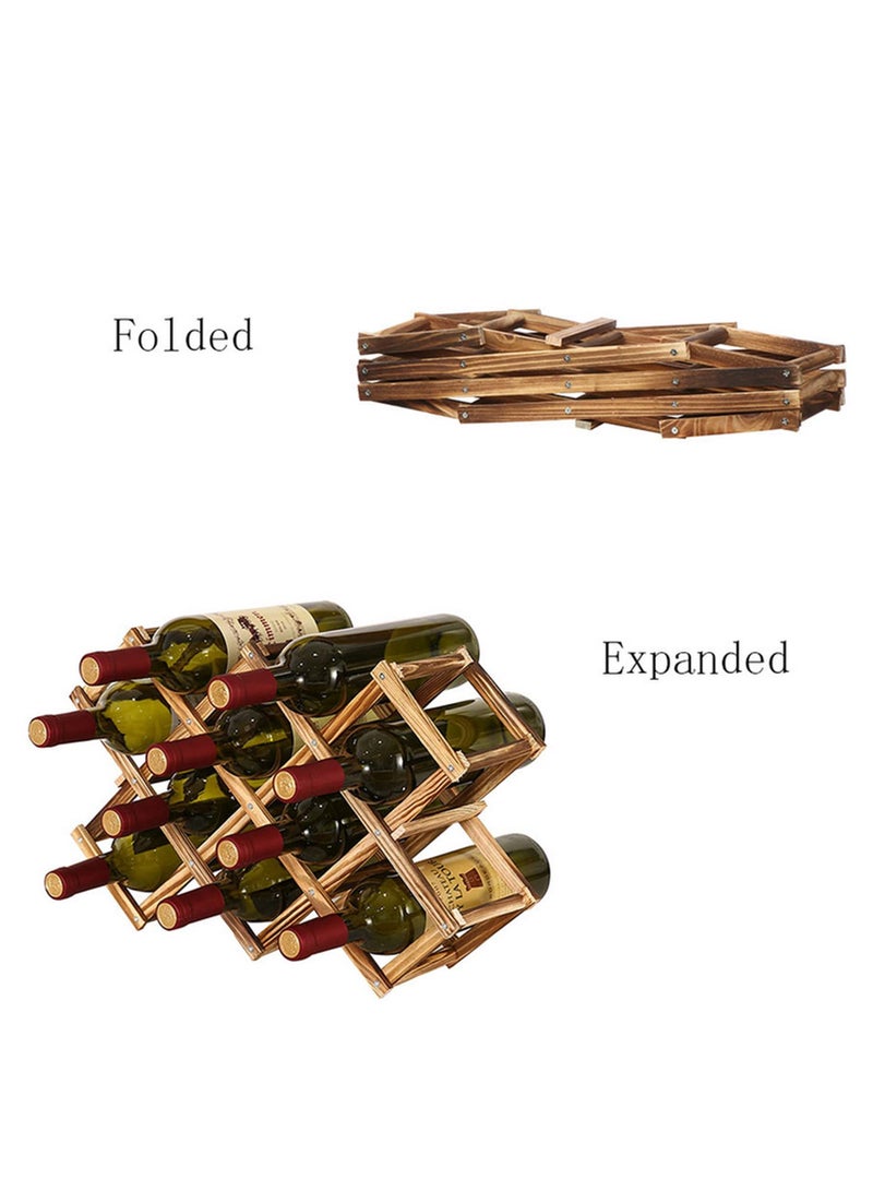 Generic Solid Wood Wine Rack Home Creative Folding Wine Bottle Holder Simple Rugged 10 Bottle Liquor Rack Bar Accessories Tool for Kitchen Dining Room Storage Organizer  - Image 3