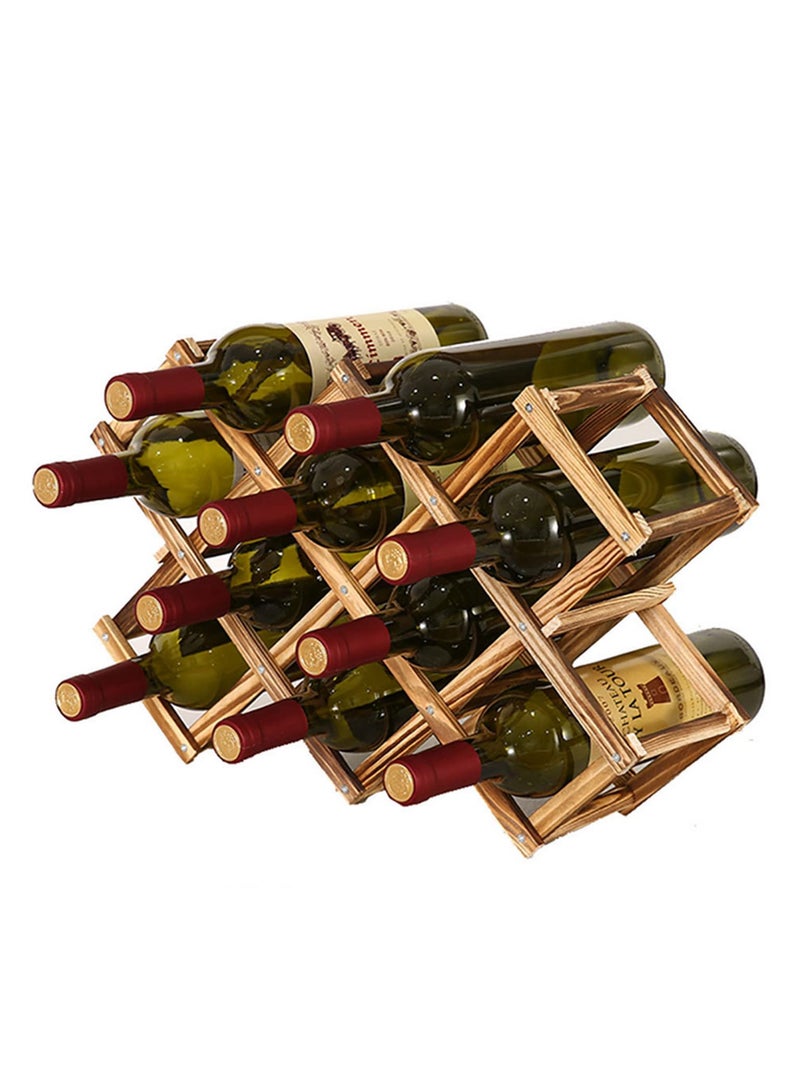 Generic Solid Wood Wine Rack Home Creative Folding Wine Bottle Holder Simple Rugged 10 Bottle Liquor Rack Bar Accessories Tool for Kitchen Dining Room Storage Organizer  - Image 1