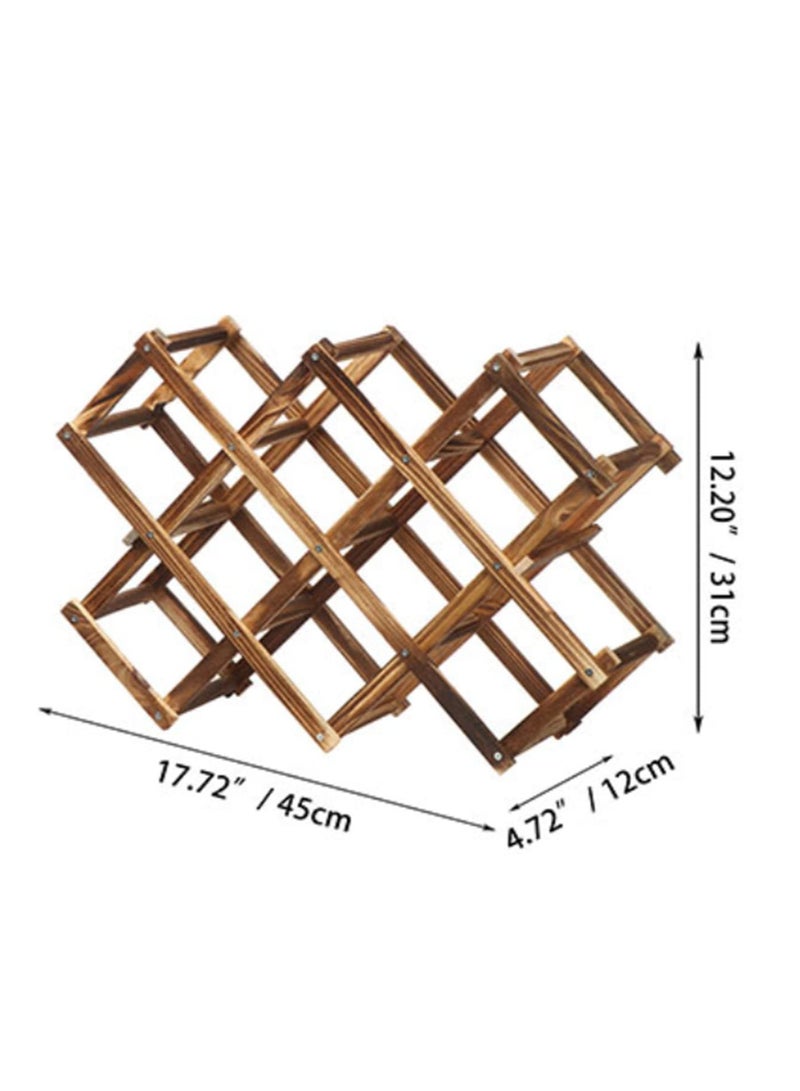 Generic Solid Wood Wine Rack Home Creative Folding Wine Bottle Holder Simple Rugged 10 Bottle Liquor Rack Bar Accessories Tool for Kitchen Dining Room Storage Organizer  - Image 2