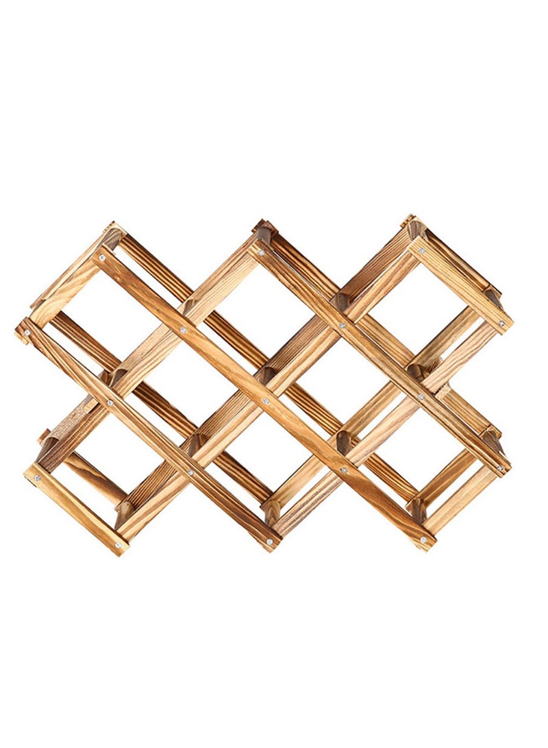 Generic Solid Wood Wine Rack Home Creative Folding Wine Bottle Holder Simple Rugged 10 Bottle Liquor Rack Bar Accessories Tool for Kitchen Dining Room Storage Organizer  - Image 4