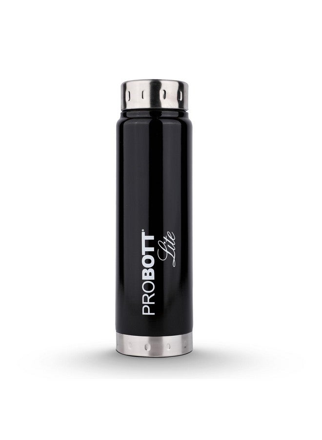 PROBOTT Probott Freeze 1000ml Single Wall Stainless Steel Water Bottle 1 LTR Fridge Water Bottle, Adults, Black | Leakproof | Freeze | Gym | Sports | Office | Home | Kitchen | Hiking | Treking | Travel  - Image 1