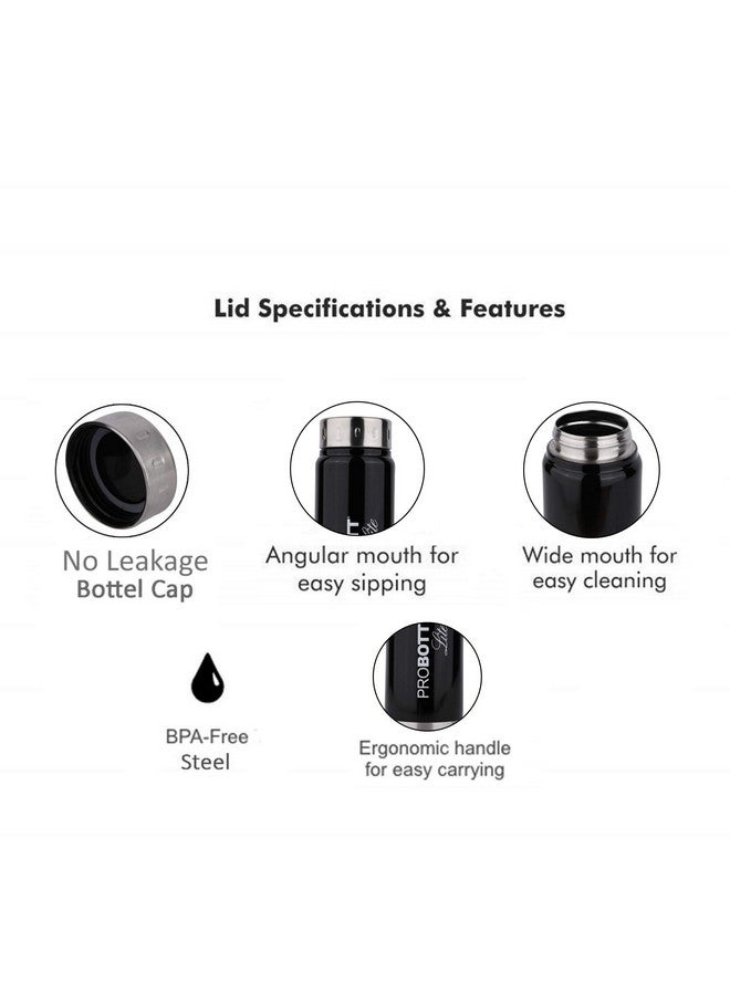 PROBOTT Probott Freeze 1000ml Single Wall Stainless Steel Water Bottle 1 LTR Fridge Water Bottle, Adults, Black | Leakproof | Freeze | Gym | Sports | Office | Home | Kitchen | Hiking | Treking | Travel  - Image 4