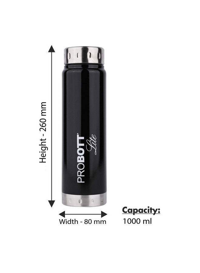 PROBOTT Probott Freeze 1000ml Single Wall Stainless Steel Water Bottle 1 LTR Fridge Water Bottle, Adults, Black | Leakproof | Freeze | Gym | Sports | Office | Home | Kitchen | Hiking | Treking | Travel  - Image 5
