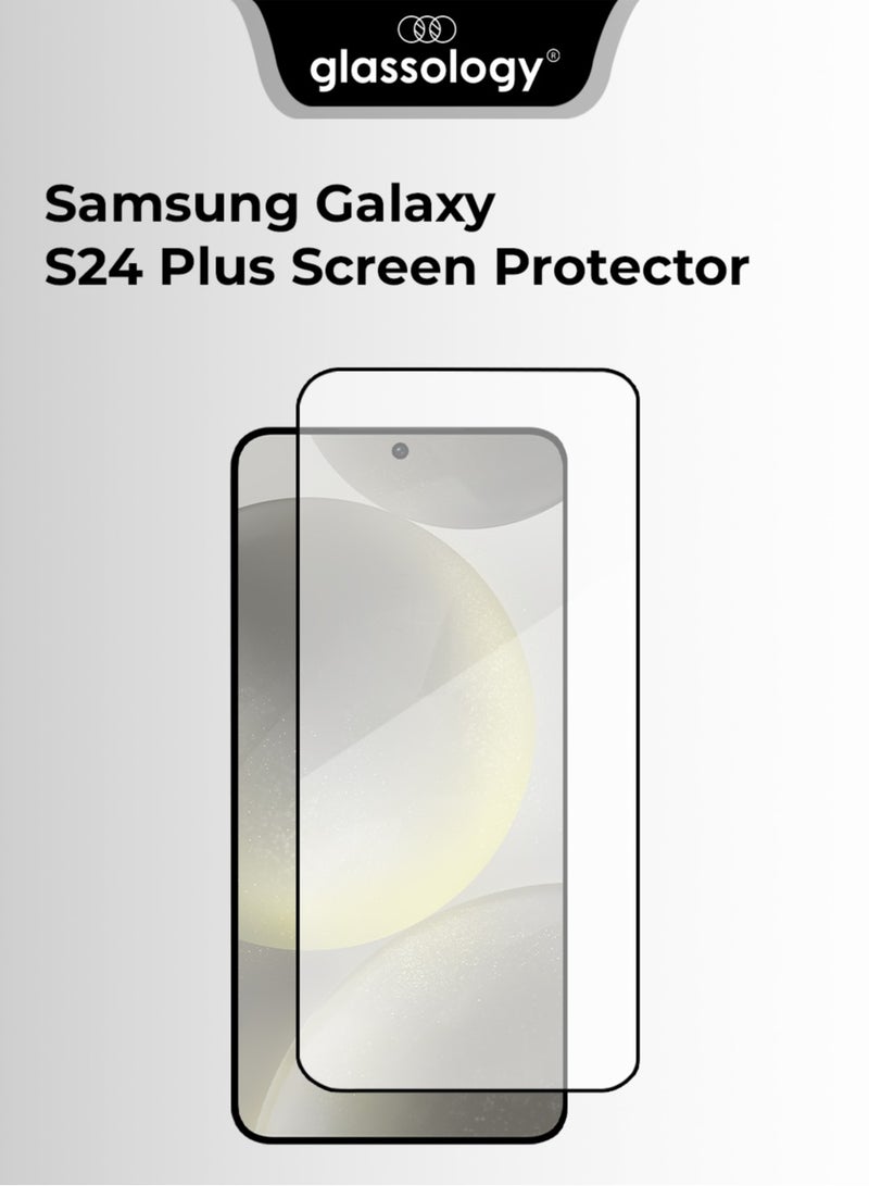 جلاسولوجي Screen Protector for Samsung Galaxy S24 Plus, 9H Tempered Glass, Full Coverage, HD Clarity, Fingerprint ID Compatible - Image 1