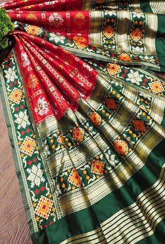 TRENDMALLS Women's Jacquard Silk Patola Design Dupatta (D03-Red) - Image 2