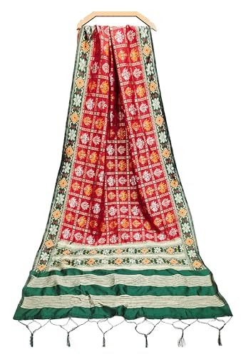 TRENDMALLS Women's Jacquard Silk Patola Design Dupatta (D03-Red) - Image 1