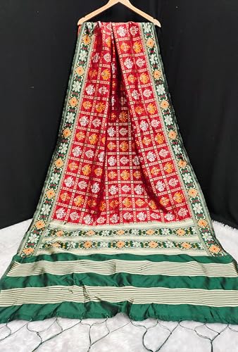 TRENDMALLS Women's Jacquard Silk Patola Design Dupatta (D03-Red) - Image 4