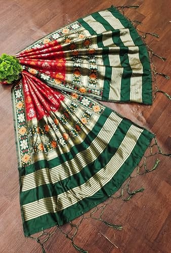 TRENDMALLS Women's Jacquard Silk Patola Design Dupatta (D03-Red) - Image 3