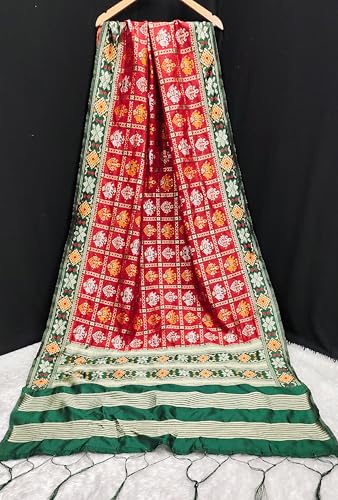 TRENDMALLS Women's Jacquard Silk Patola Design Dupatta (D03-Red) - Image 5
