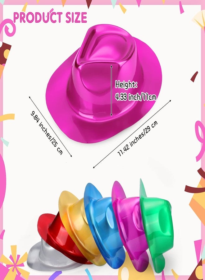 Handepo 48 Pcs Hats Party Metallic Colors Plastic Crazy Hats for Adults Cowboy Bulk Party Supplies Dress Costume Photo Booth Props(Colorful) - Image 2
