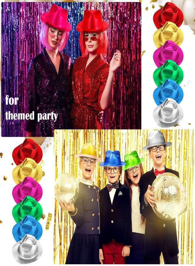 Handepo 48 Pcs Hats Party Metallic Colors Plastic Crazy Hats for Adults Cowboy Bulk Party Supplies Dress Costume Photo Booth Props(Colorful) - Image 5