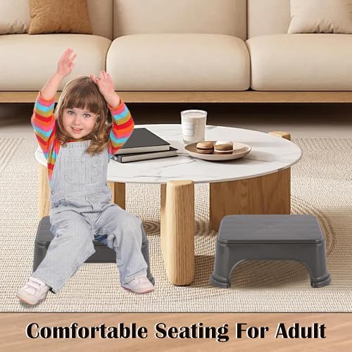 Kuber Industries Durable Bathroom Stool for Bathing | Comfortable Indoor Machiya for Sitting | Senior Citizens Bath Stool & Adults Patla Chair for Home | Plain P6 - Grey - Image 4