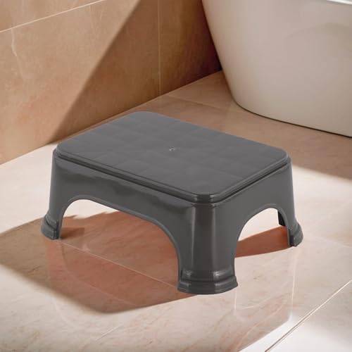 Kuber Industries Durable Bathroom Stool for Bathing | Comfortable Indoor Machiya for Sitting | Senior Citizens Bath Stool & Adults Patla Chair for Home | Plain P6 - Grey - Image 1