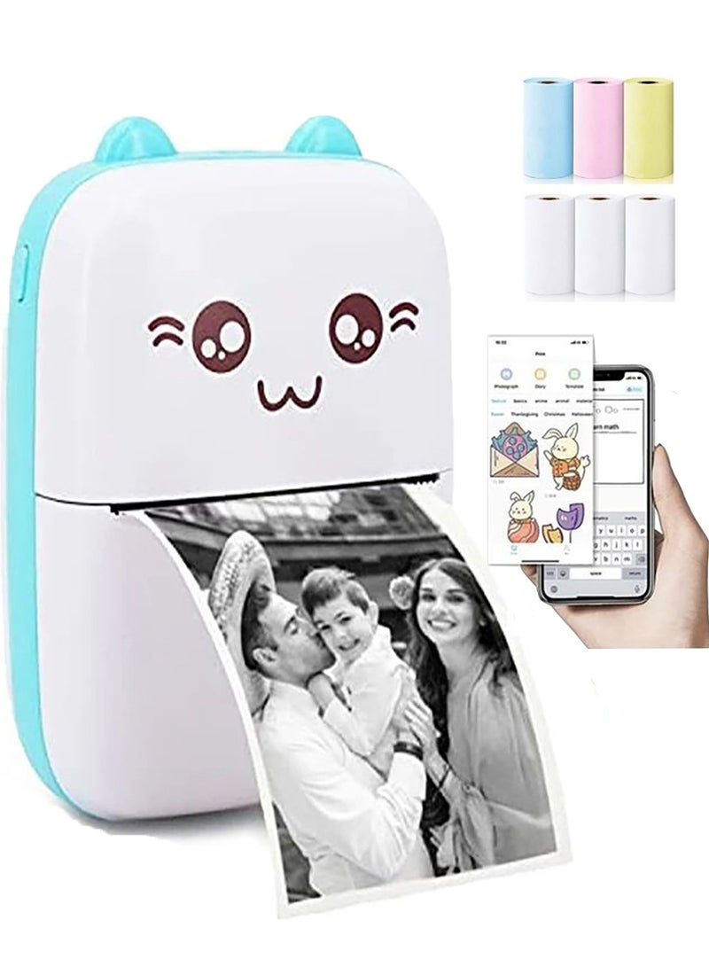 Mini Printer Cute Cartoon Set Portable Thermal Printer Mini Photo Printer Portable Inkless Printer - Image 1