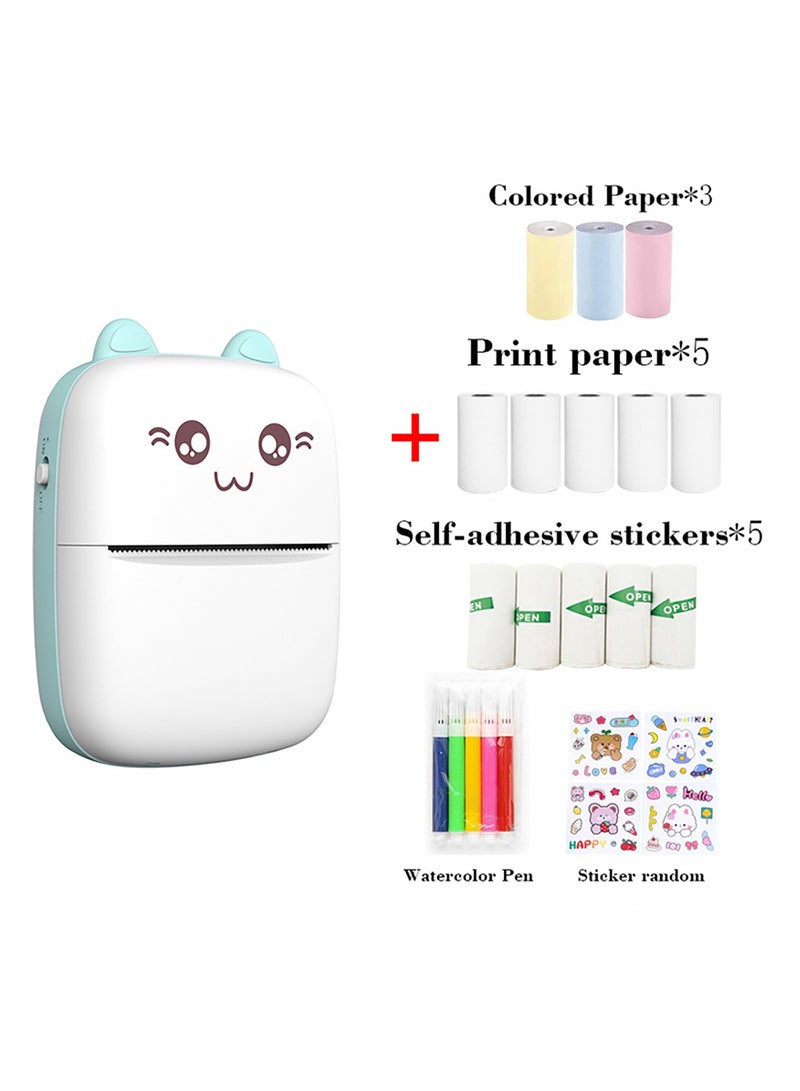 Mini Printer Cute Cartoon Set Portable Thermal Printer Mini Photo Printer Portable Inkless Printer - Image 2