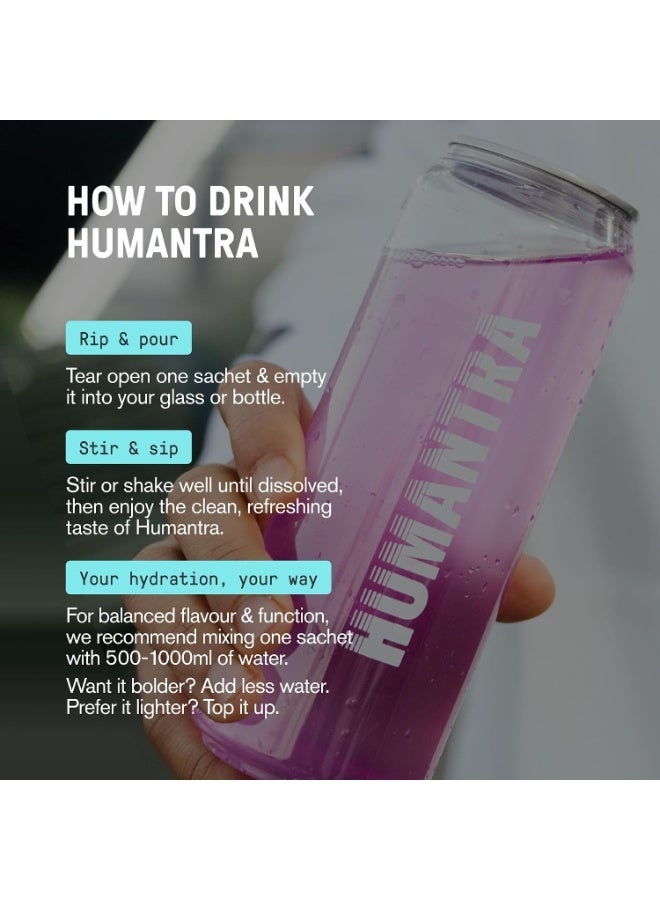 Humantra Electrolyte Hydration Lychee Flavor provides a convenient way to enjoy a refreshing electrolyte drink anytime. Each box contains 20 individual sachets with a balanced blend of electrolytes, minerals, Vitamin C, Vitamin B12, and Zinc. - Image 5