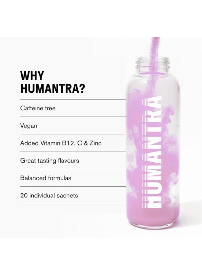 Humantra Electrolyte Hydration Lychee Flavor provides a convenient way to enjoy a refreshing electrolyte drink anytime. Each box contains 20 individual sachets with a balanced blend of electrolytes, minerals, Vitamin C, Vitamin B12, and Zinc. - Image 3