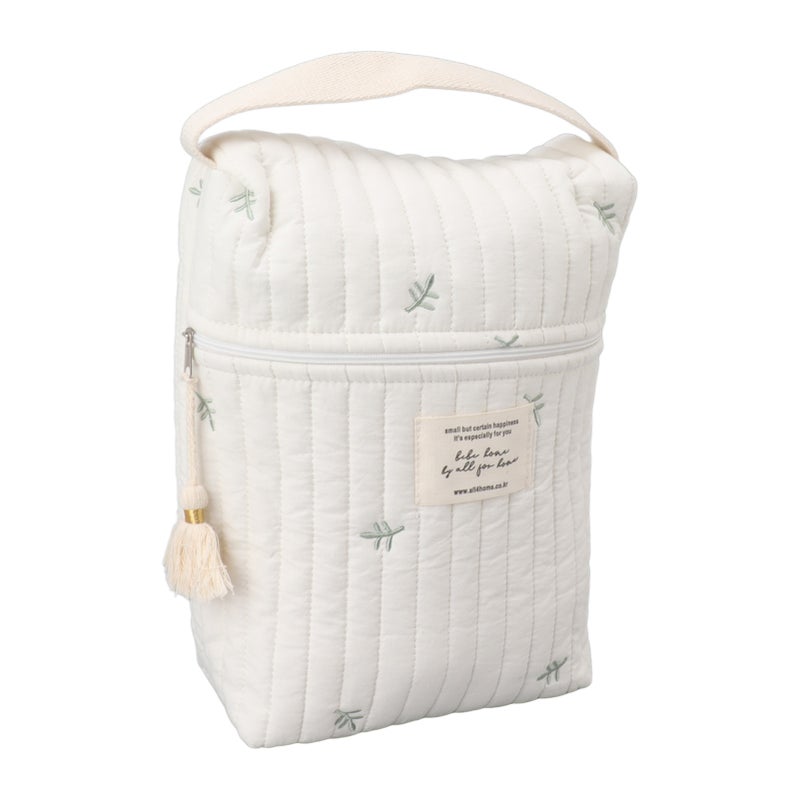 Embroidered Diaper Bag: Soft Cotton Cloth, Quilted Pattern - Stroller-Attachable Diaper Bag for Baby Care, Outdoor Trips, Daily Errands - Image 3