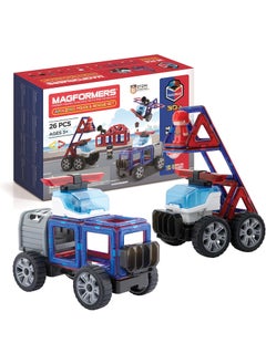 Magformers Amazing Police and Rescue 26Pc Set  Magnetic Tiles for STEM Development and Critical Thinking  Magnetic Blocks and Building Tiles to Develop ProblemSolving Ability and Shape Recognition