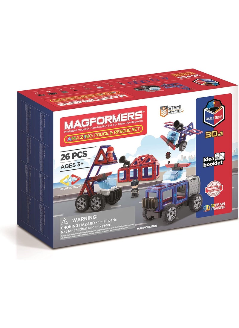 Magformers Magformers Amazing Police and Rescue 26Pc Set  Magnetic Tiles for STEM Development and Critical Thinking  Magnetic Blocks and Building Tiles to Develop ProblemSolving Ability and Shape Recognition  - Image 3