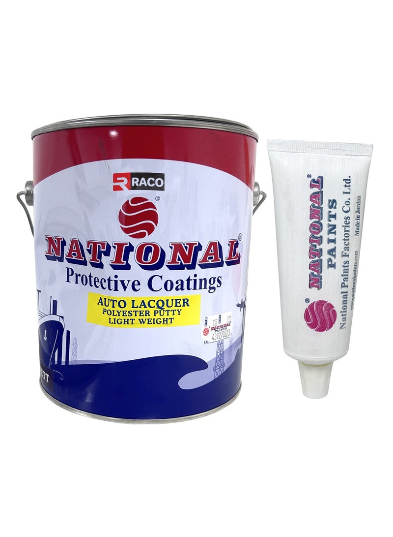 RACO National Paints Polyester Putty Body Filler For Body Scratches, Wood, Automotive, Marine and Yatch Steel Putty High Adhesion (3.4, Kilograms) - Image 1