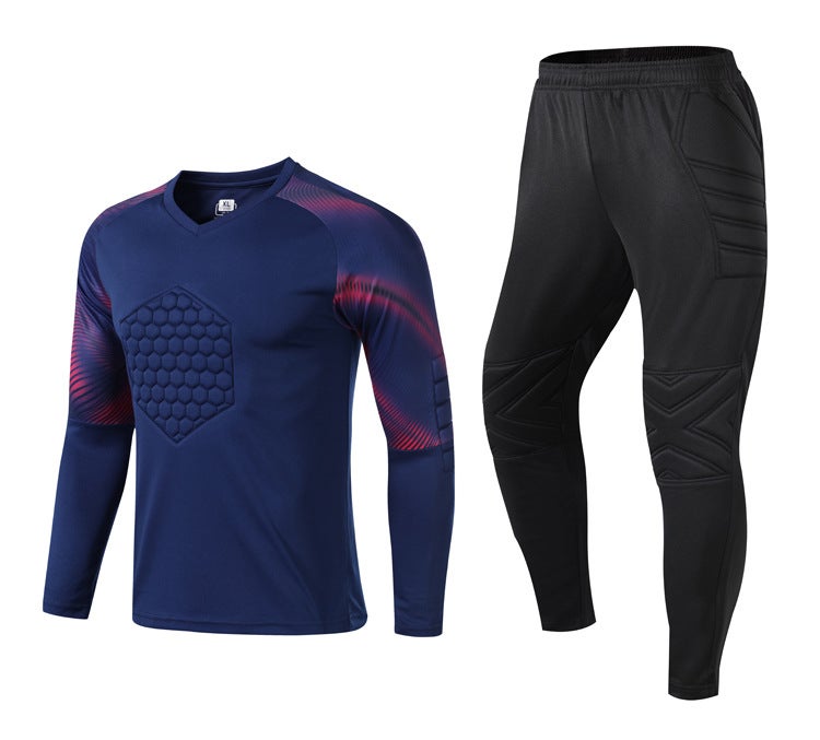 Generic Goalkeeper Long Sleeve Kit Soccer Jersey Pants Set Upper cyan