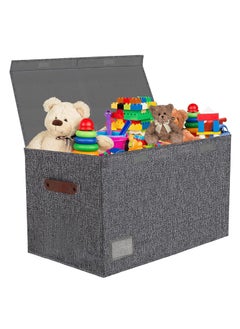 XiuWoo Foldable Extra Large Capacity Toy Box, Home Storage Box, Toys Storage Organizer Bins, Collapsible Clothes Baskets Container with Lid, Handles Baskets Container with Handles, Double Flip  - Image 1