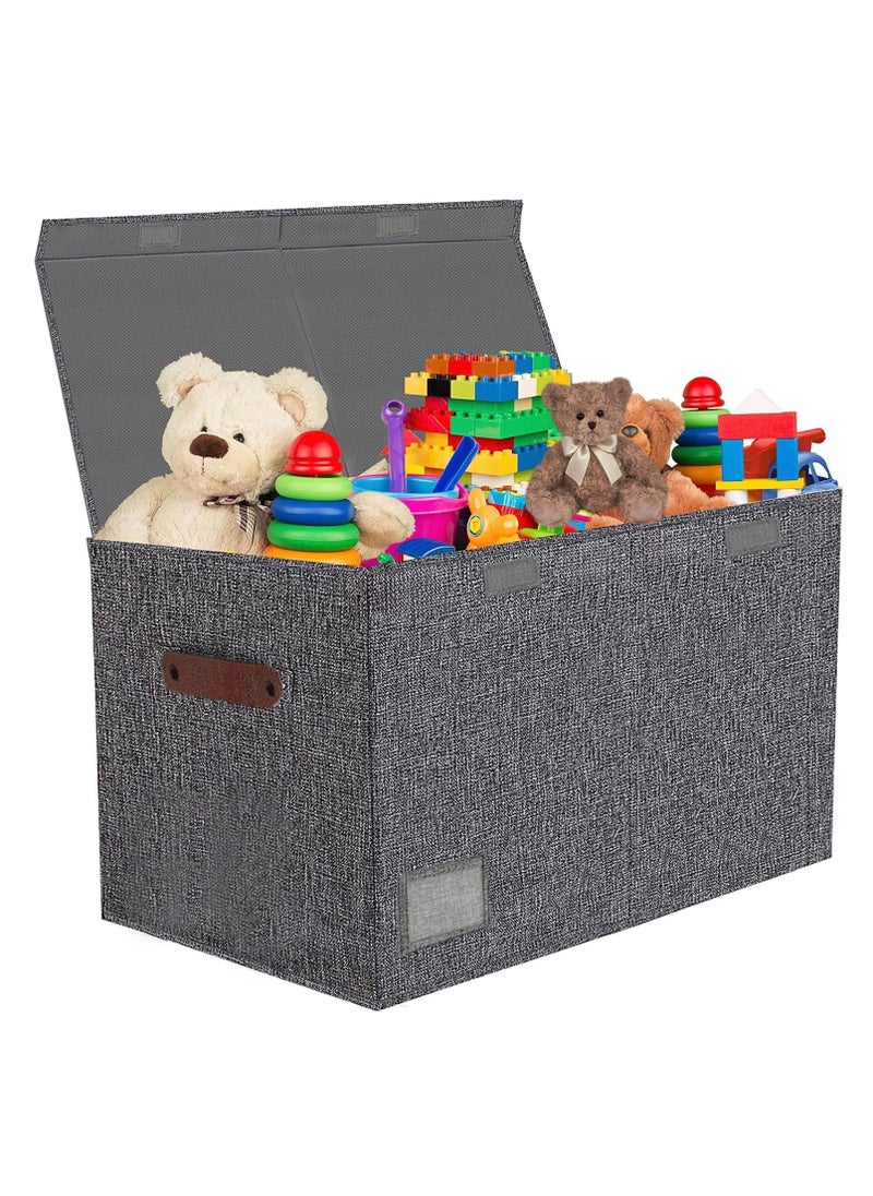 XiuWoo - Foldable Extra Large Capacity Toy Box, Home Storage Box, Toys Storage Organizer Bins, Collapsible Clothes Baskets Container with Lid, Handles Baskets Container with Handles, Double Flip - Image 1
