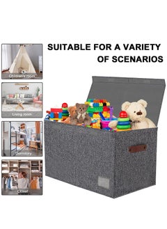XiuWoo Foldable Extra Large Capacity Toy Box, Home Storage Box, Toys Storage Organizer Bins, Collapsible Clothes Baskets Container with Lid, Handles Baskets Container with Handles, Double Flip  - Image 3
