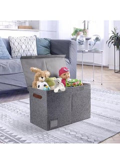 XiuWoo Foldable Extra Large Capacity Toy Box, Home Storage Box, Toys Storage Organizer Bins, Collapsible Clothes Baskets Container with Lid, Handles Baskets Container with Handles, Double Flip  - Image 4