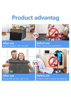 XiuWoo Foldable Extra Large Capacity Toy Box, Home Storage Box, Toys Storage Organizer Bins, Collapsible Clothes Baskets Container with Lid, Handles Baskets Container with Handles, Double Flip  - Image 5