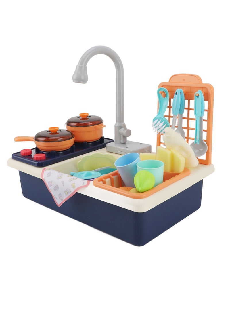 فيلوز مجموعة ألعاب مطبخ للأطفال، مجرفة، وعاء حوض، منفذ مياه دائري، مجموعة ألعاب كهربائية لغسل الأطباق - Image 1