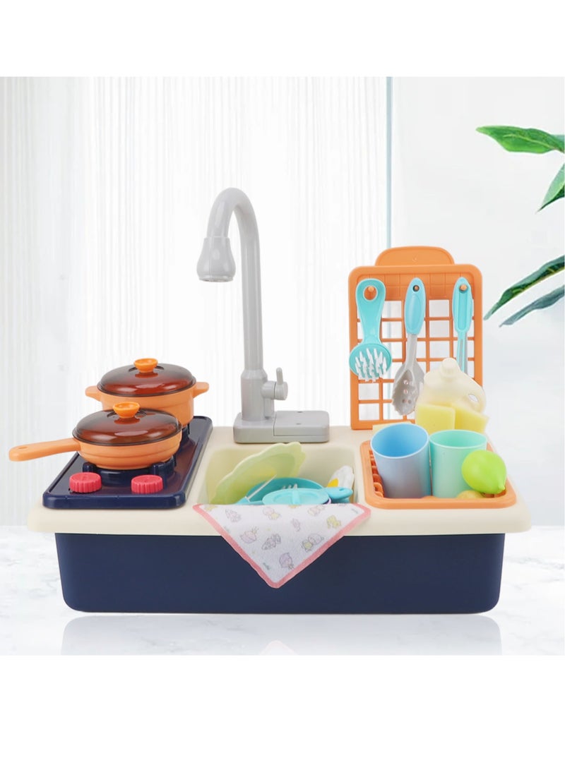 فيلوز مجموعة ألعاب مطبخ للأطفال، مجرفة، وعاء حوض، منفذ مياه دائري، مجموعة ألعاب كهربائية لغسل الأطباق - Image 4