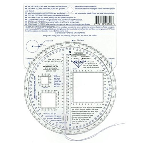 RM43 RM Products Military Round Protractor - Blue and Black Print - Image 1