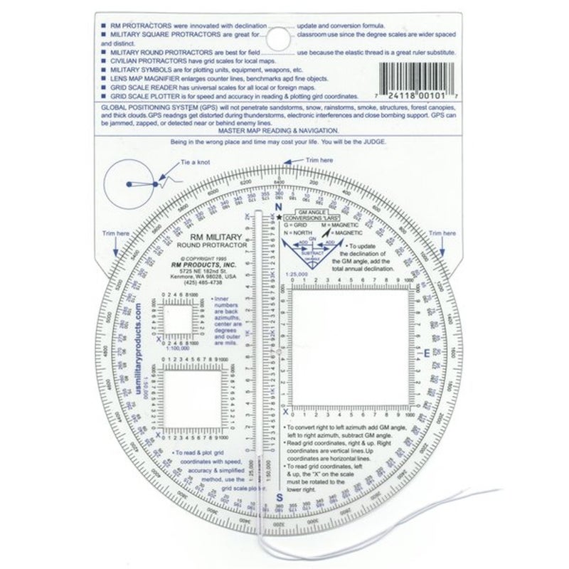 RM43 RM Products Military Round Protractor - Blue and Black Print - Image 5